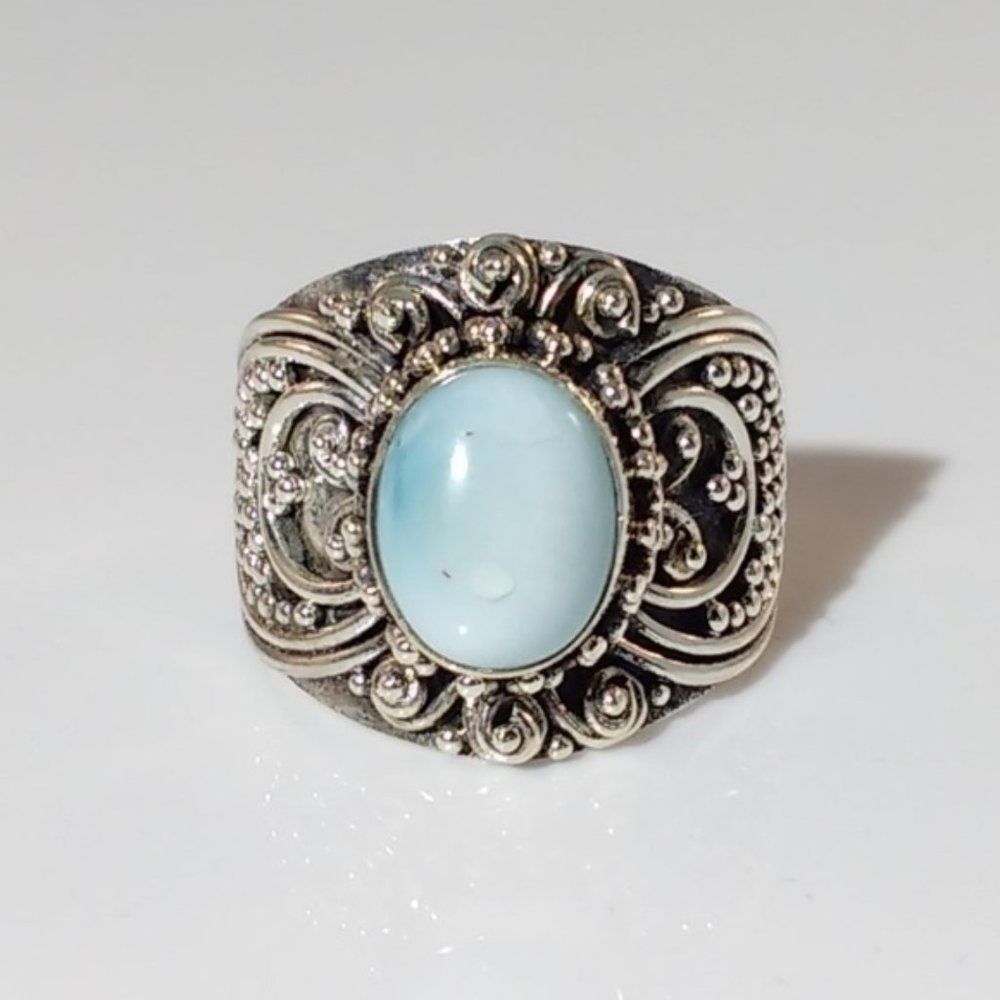 Bali Larimar Ring Sterling Silver Size 6